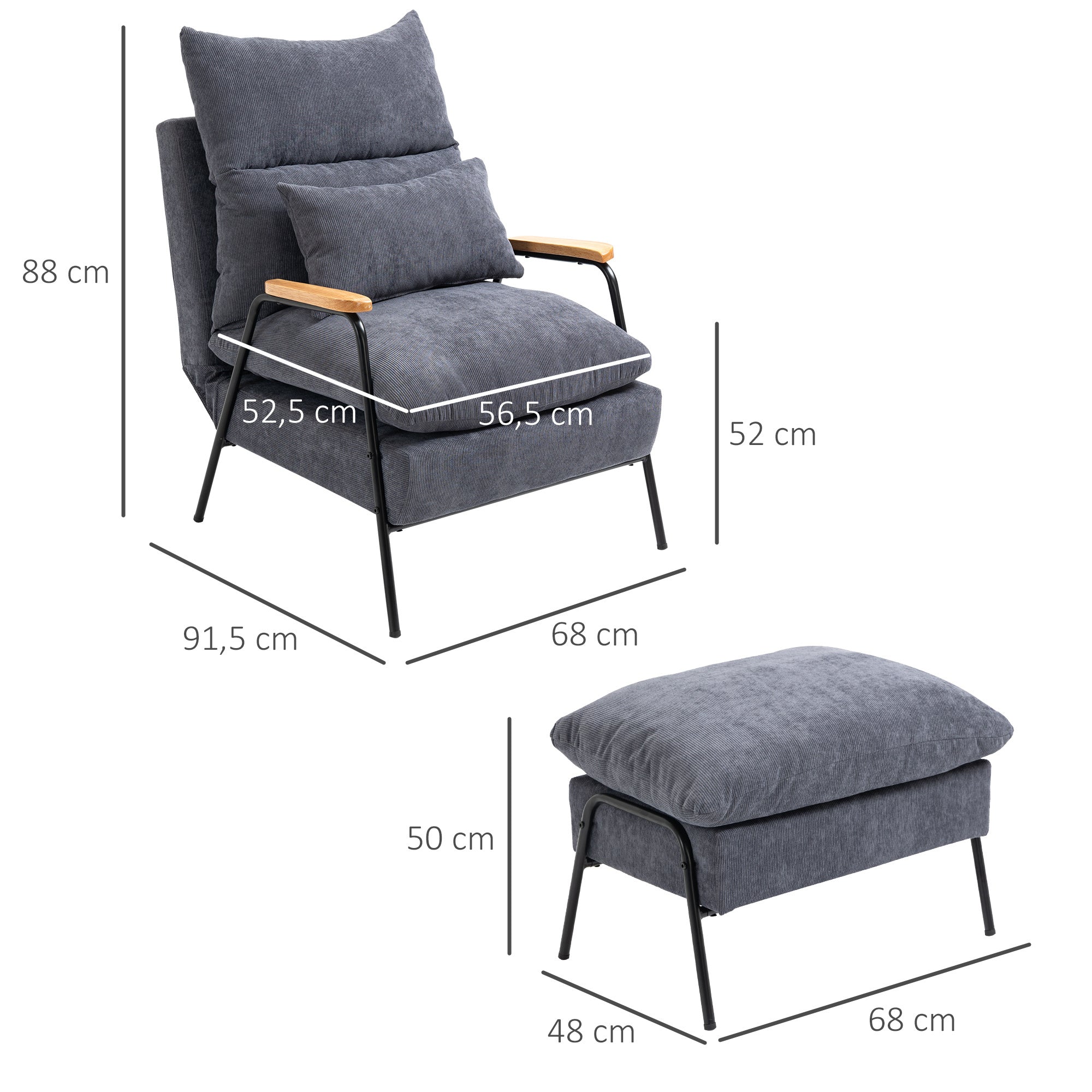 Fauteuil Lounge Neo-rétro avec Repose-Pieds GORA