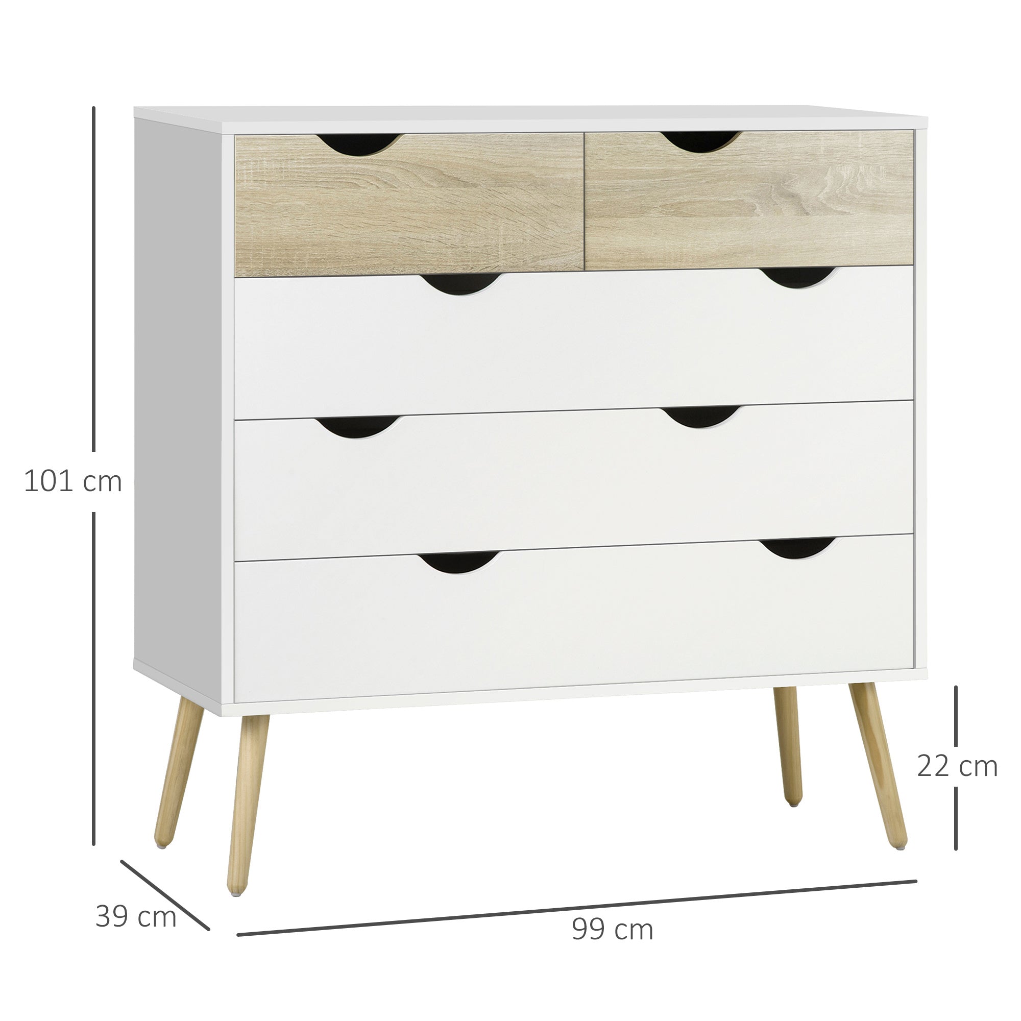 Commode 5 Tiroirs L99xl39xH101cm WOOD