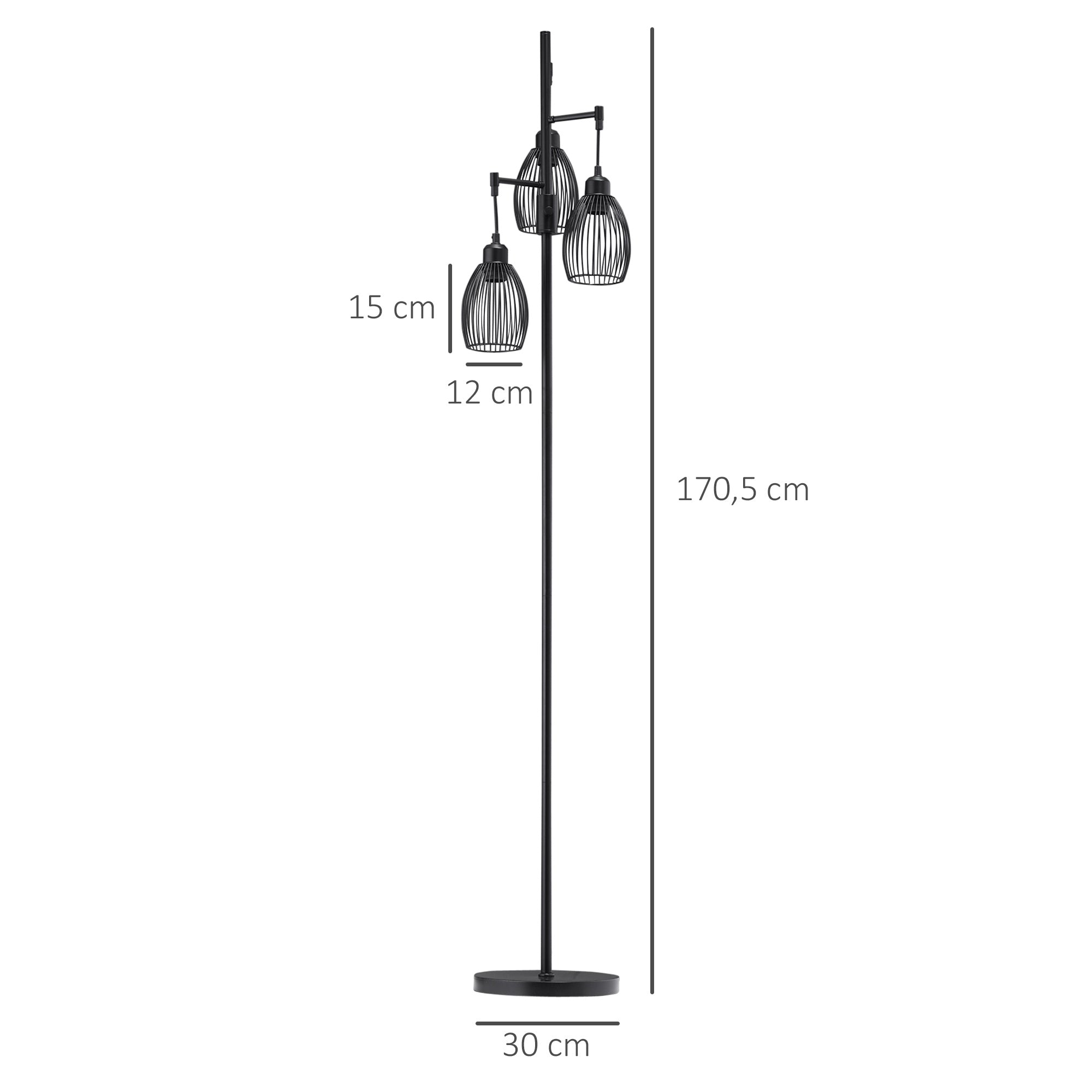 Lampe sur Pied Style Industriel H170,5xl30cm MATA