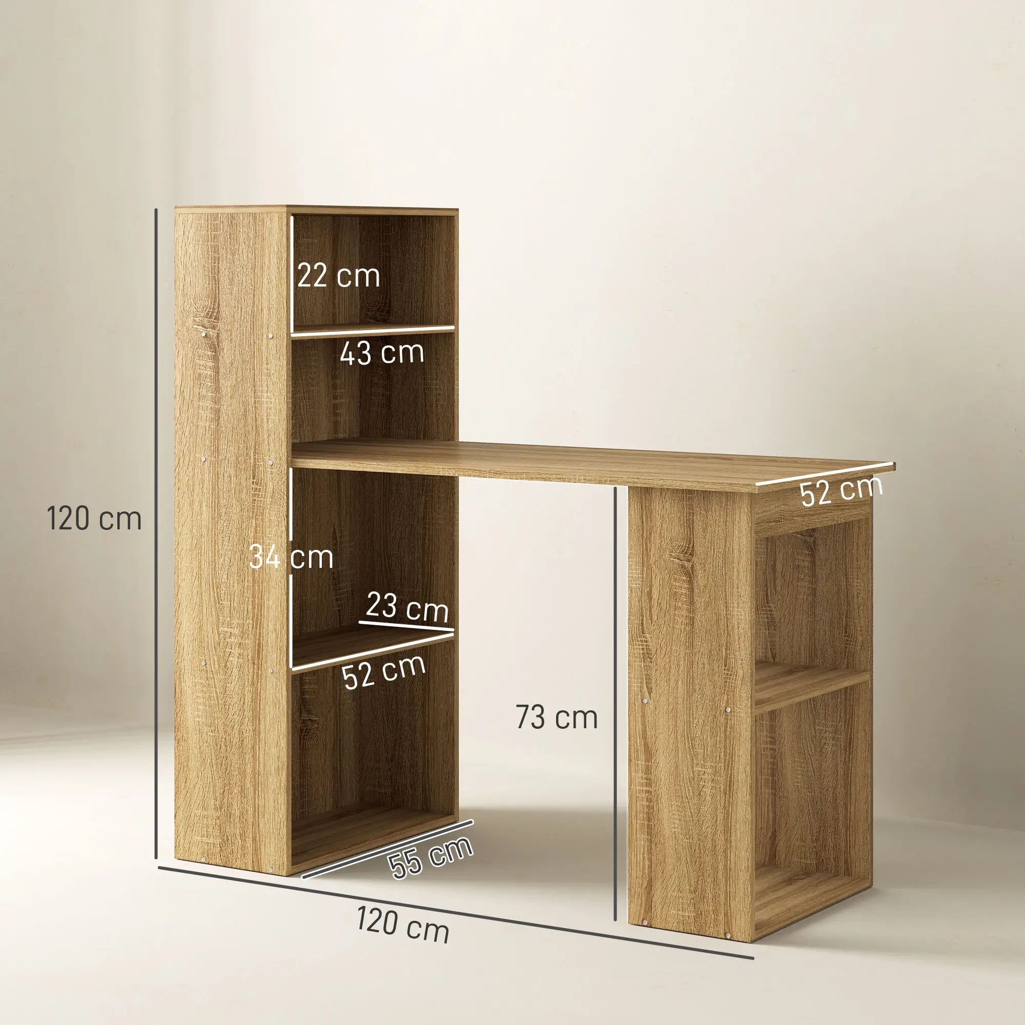 Bureau informatique bibliothèque adjacente Multi-rangements L120cmxl55cmxH120cm SEB