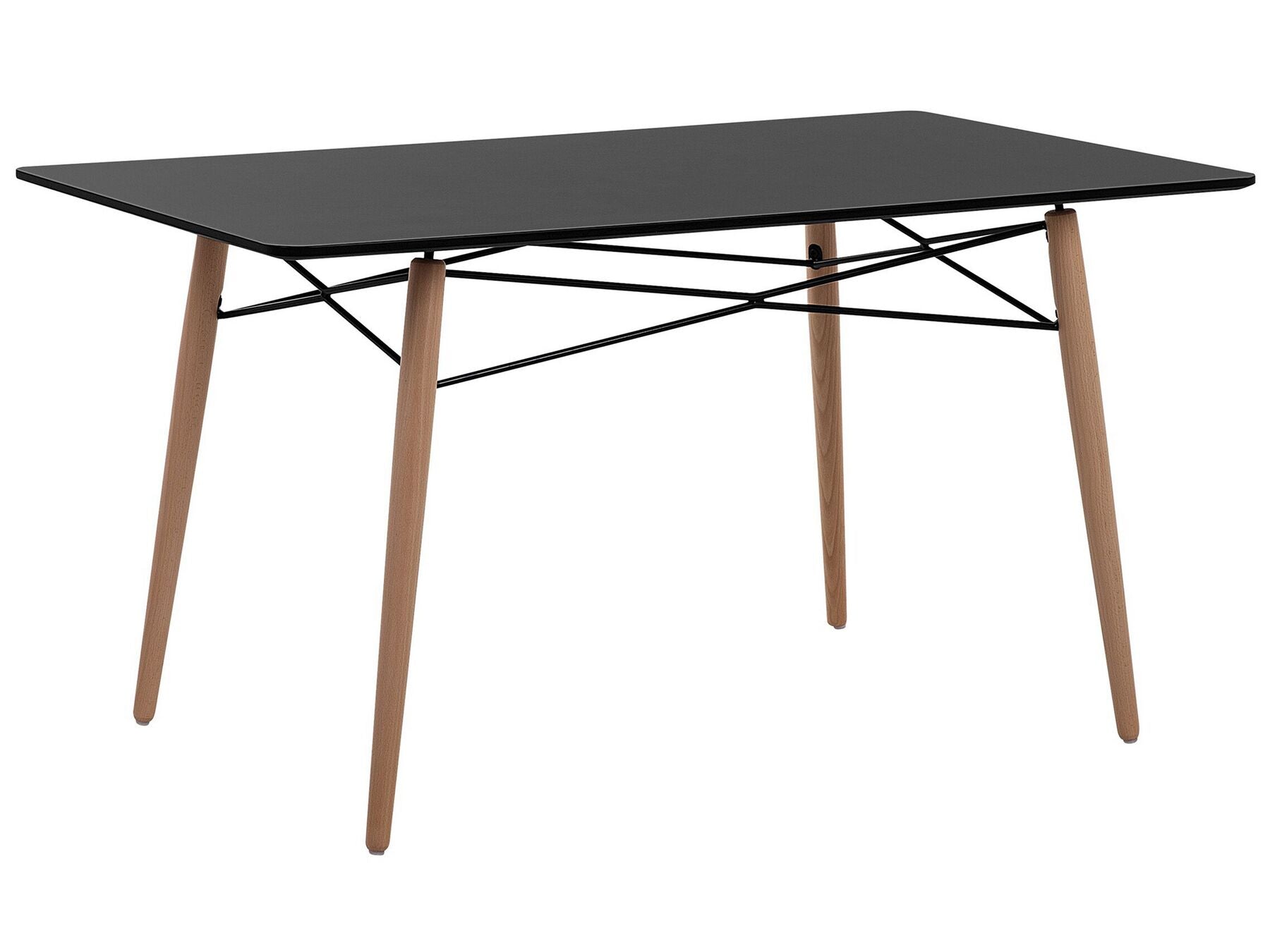 Table à manger Noir et Pieds en bois Hêtre L140cmxl80cmxH75cm SIGGA