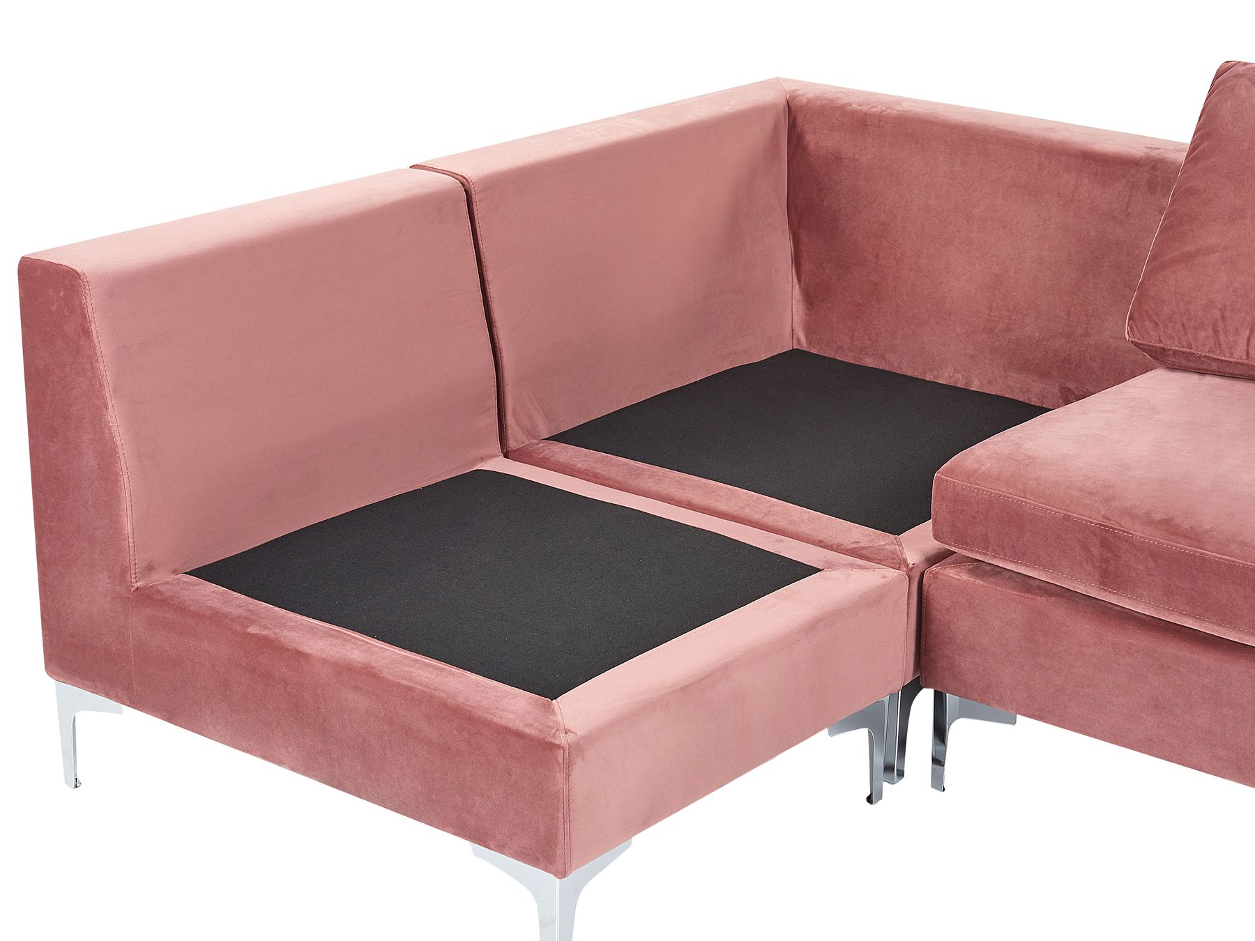 Canapé d'angle modulaire avec ottoman en velours Rose L300cmxl150cmxH84cm ZAVRIM