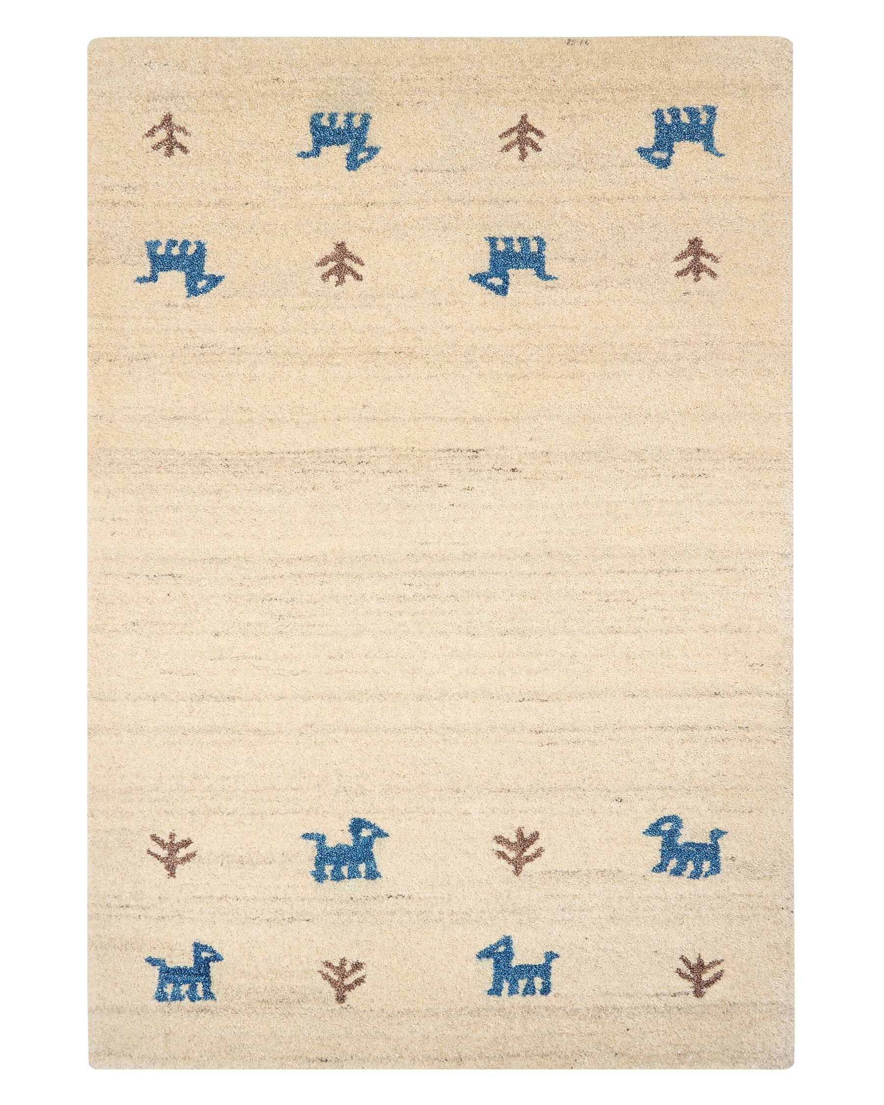 Tapis gabbeh en laine beige L200cmxl140cm BLEIRAN