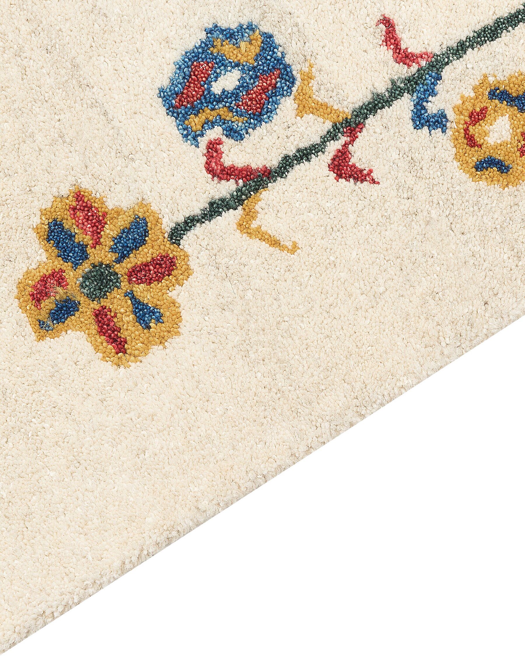 Tapis gabbeh en laine Beige avec motif Floral L200cmxl140cm SHAILIA