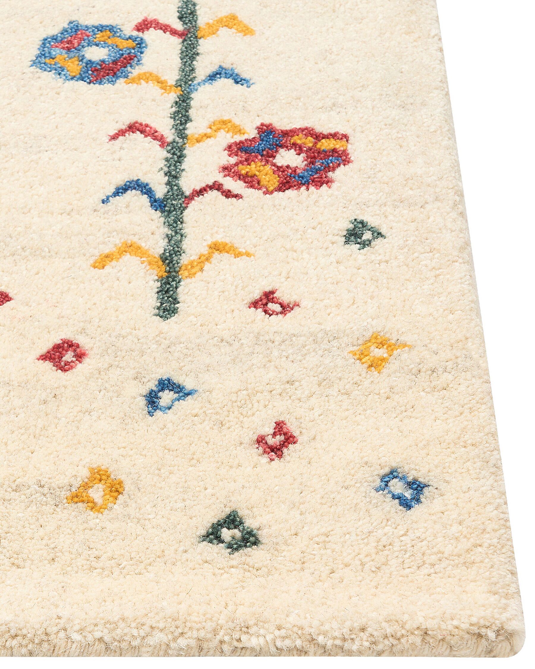 Tapis gabbeh en laine Beige avec motif Floral L200cmxl140cm SHAILIA
