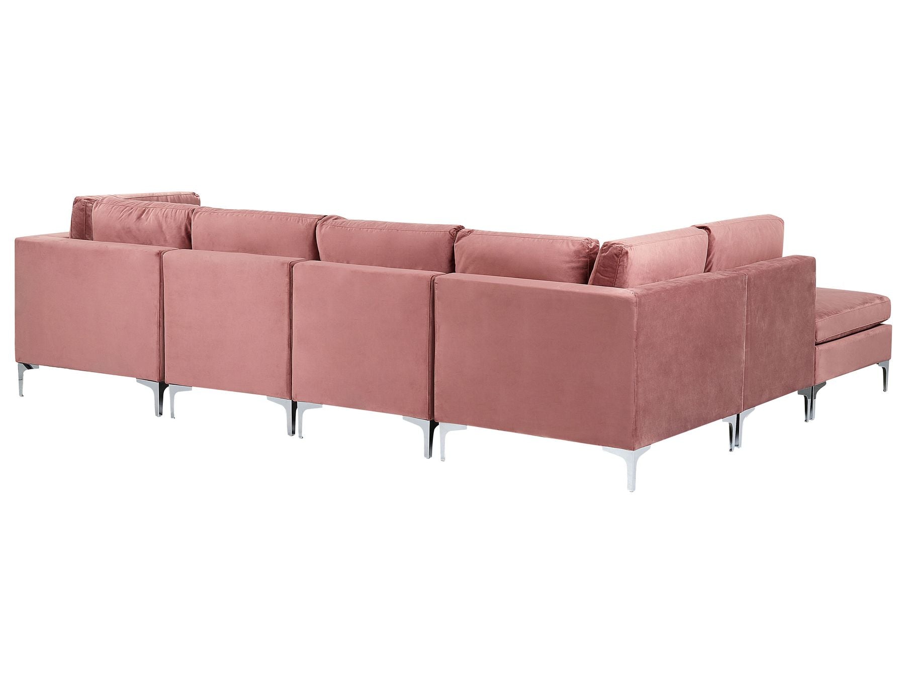 Canapé d'angle modulaire avec ottoman en velours Rose L300cmxl150cmxH84cm ZAVRIM