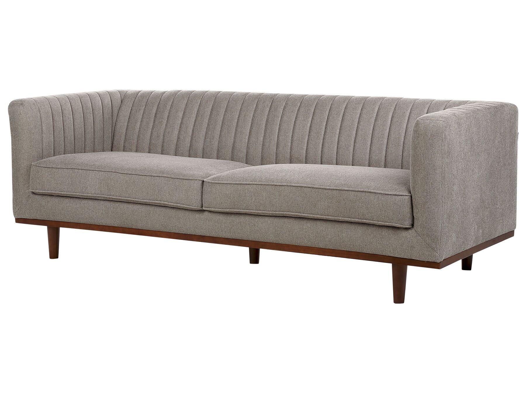 Canapé 3 places en tissu Marron clair L205cmxl82cmxH71cm MAGNA