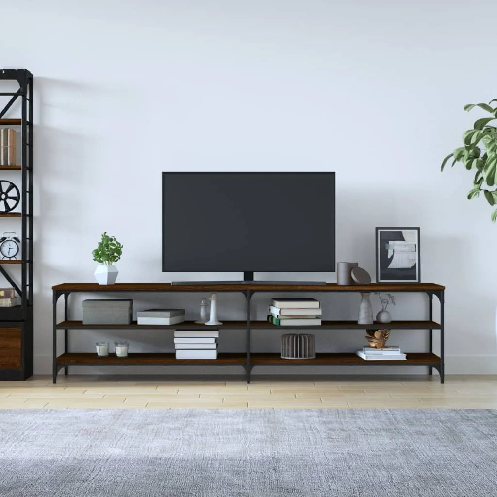Meuble TV Moderne couleur chêne et Métal L200cmxl30cmxH50cm SOLEI
