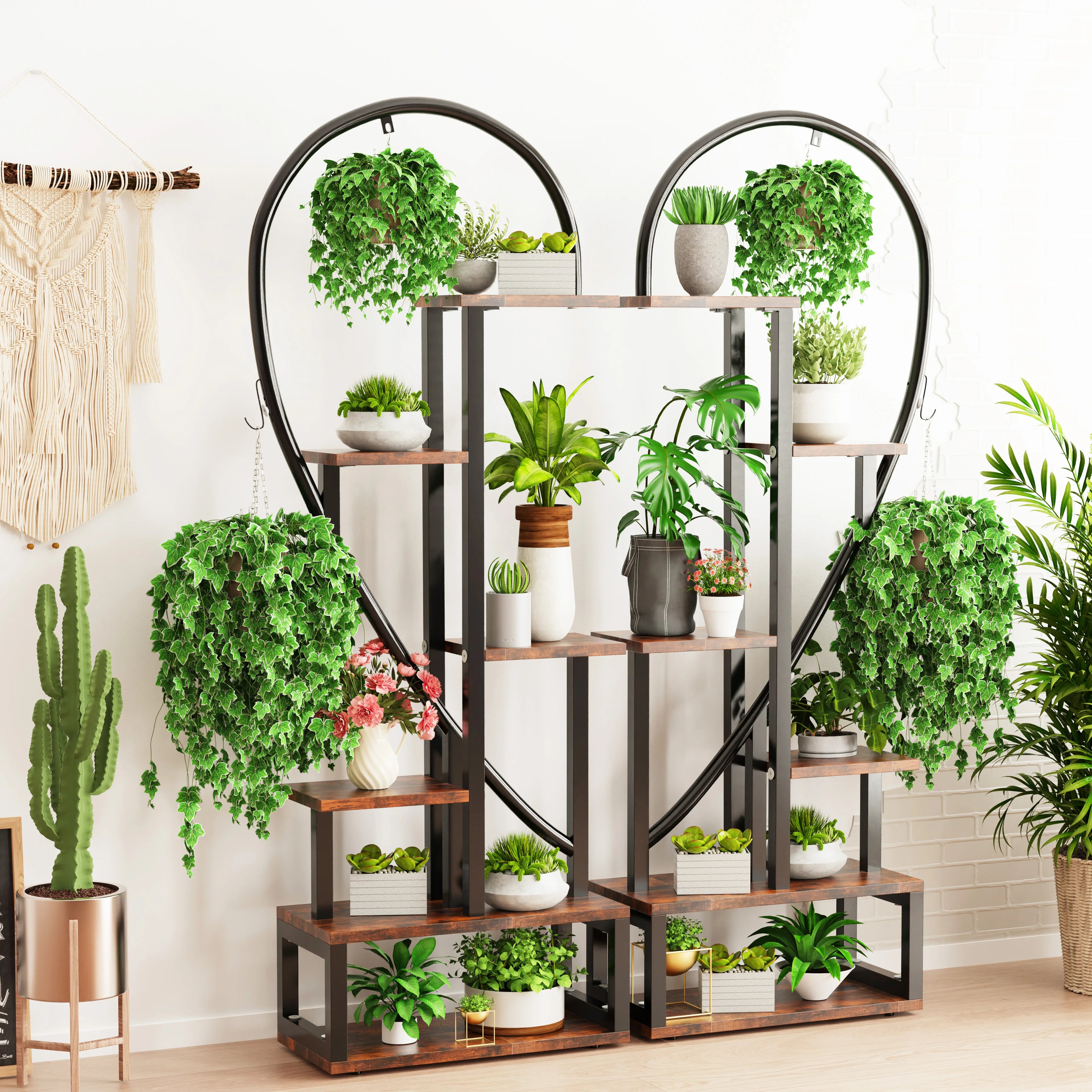 étagère support de plante en cœur style bohème BOBO