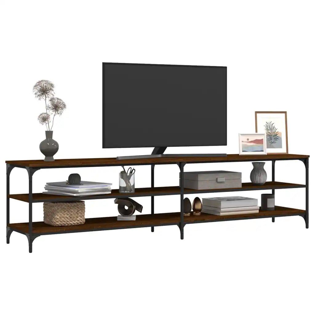 Meuble TV Moderne couleur chêne et Métal L200cmxl30cmxH50cm SOLEI