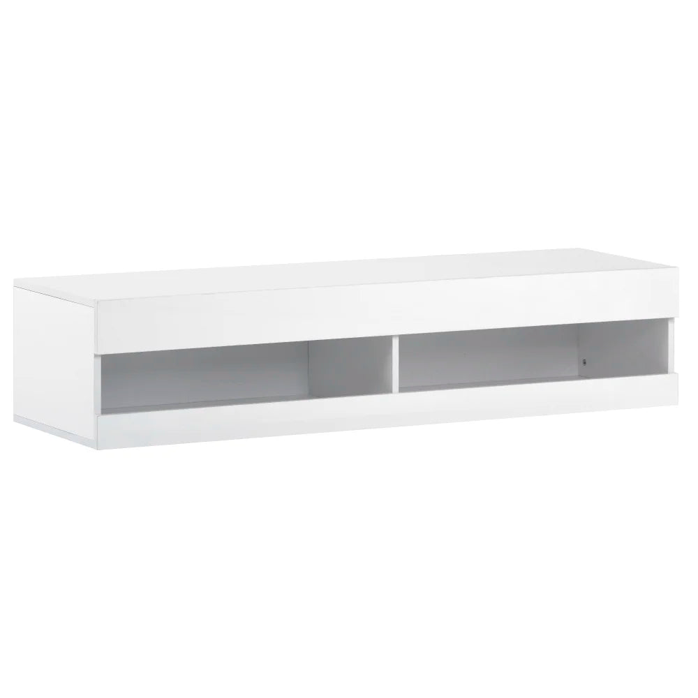 Meuble TV LED Design Blanc laqué L140xl40xH30,5cm KEO