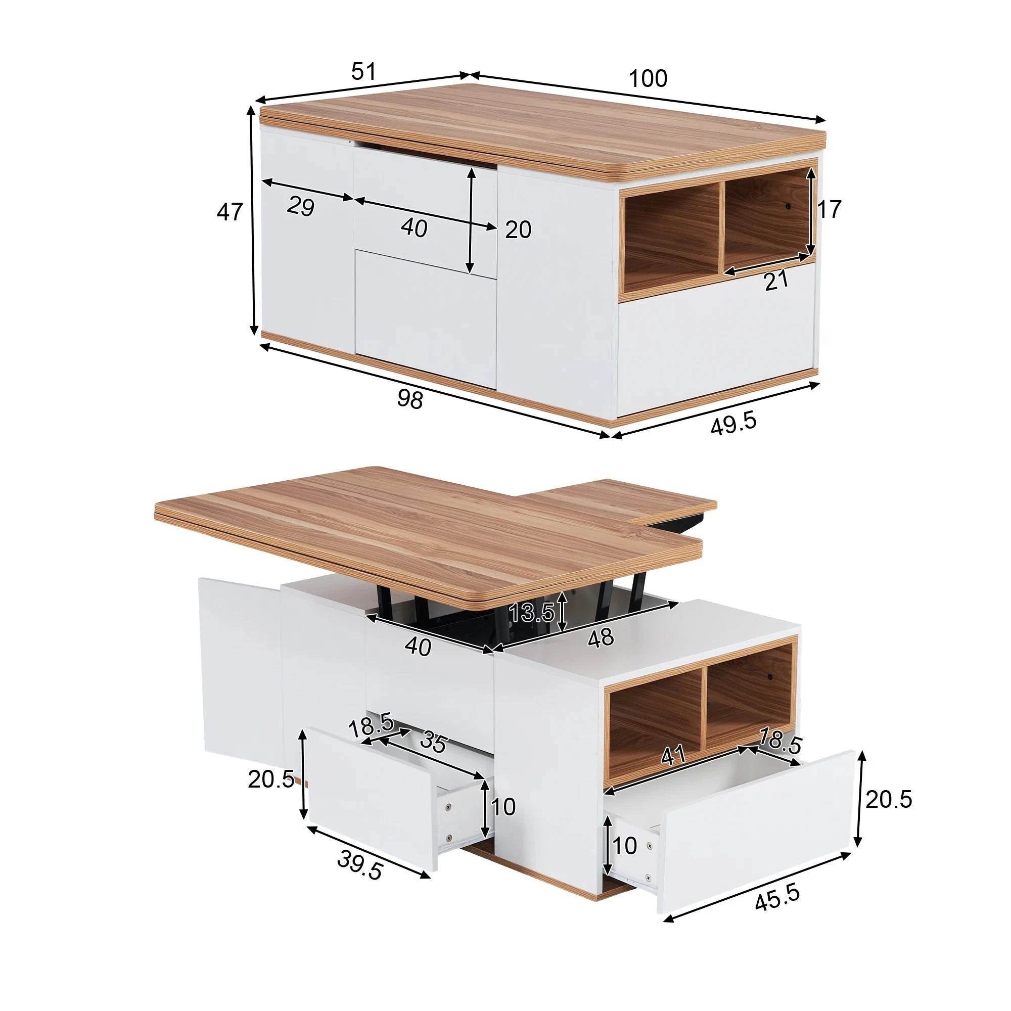 Table Basse Multifonctionnelle L98xl51xH47cm JAL