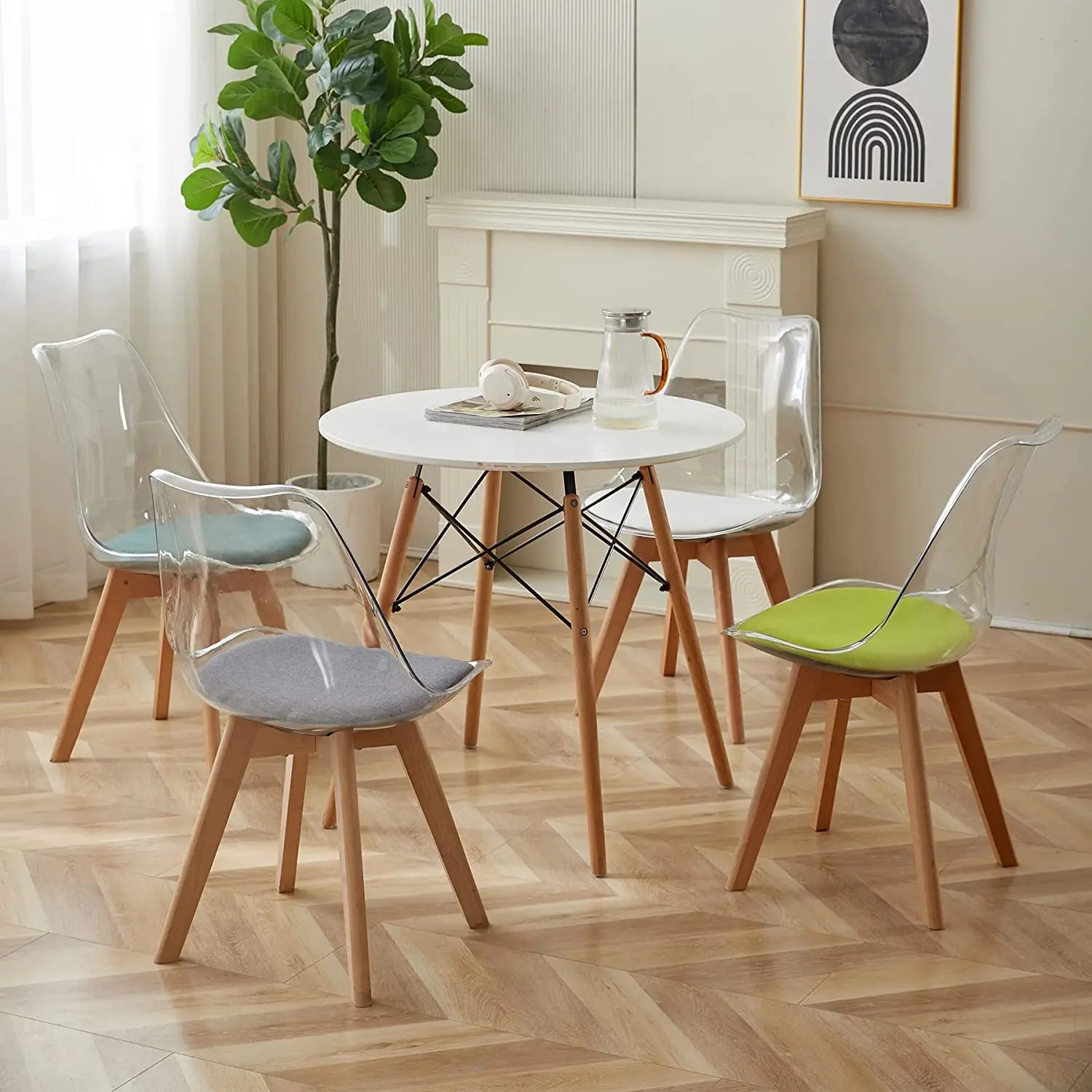 Ensembles x4 Chaises Transparentes pieds en bois Super Tendance CAP