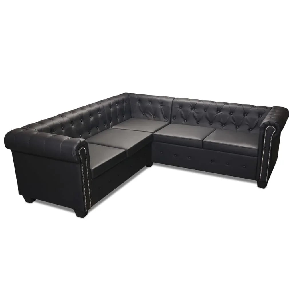 Canapé d'Angle Chesterfield 5 Places L205xl205xH73cm BAMBA