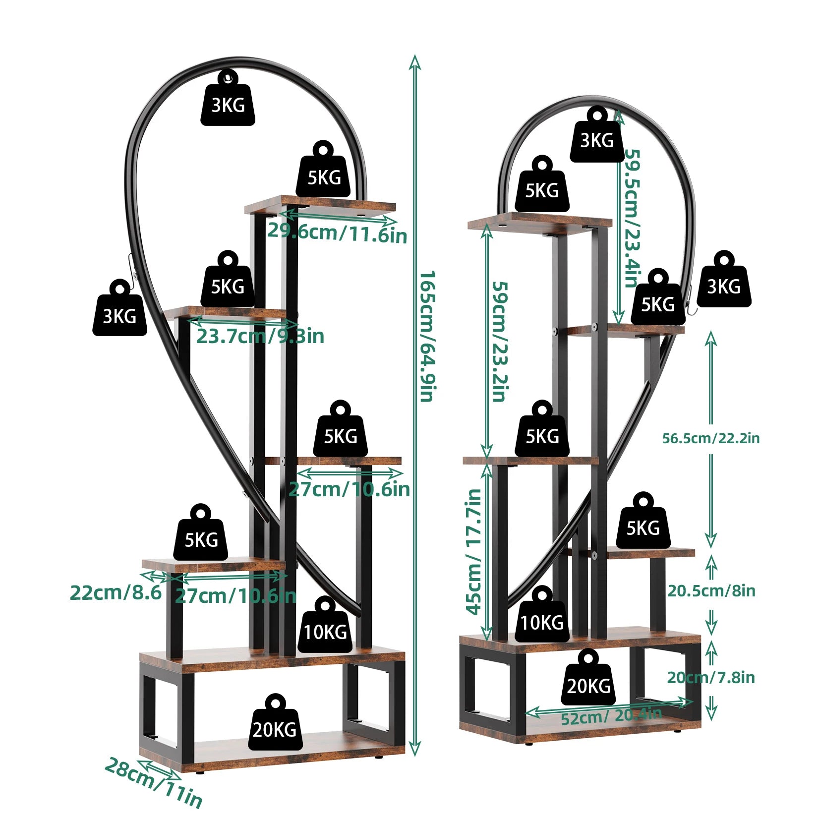 étagère support de plante en cœur style bohème BOBO