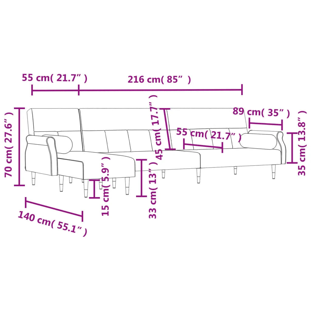 Canapé-lit Velours L271xl140xH70cm STOKOLM