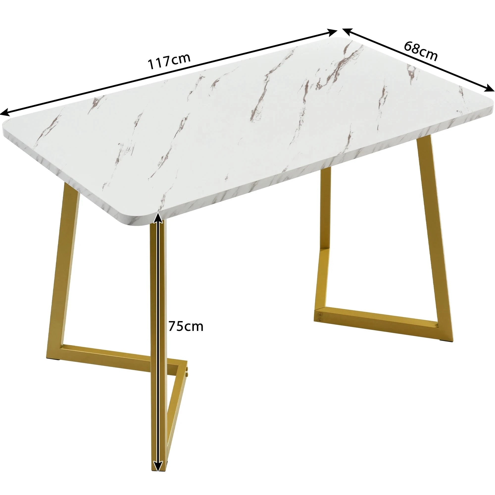 Table à Manger en MDF Motif Marbre et doré L117xl68xH75cm LOUA