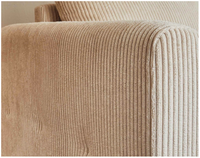 Canapé 3 places en velours côtelé Crème L210cmxP93cmxH81cm PURA