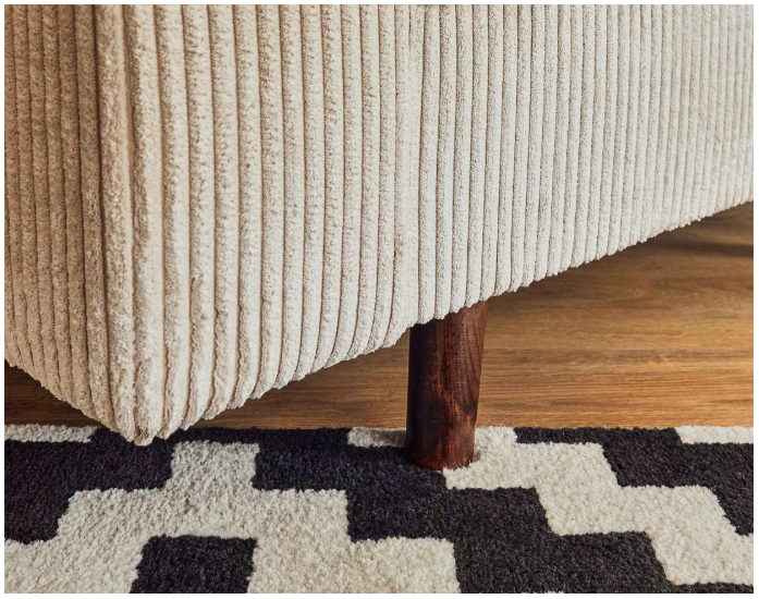 Canapé 3 places en velours côtelé Crème L210cmxP93cmxH81cm PURA