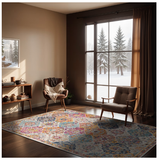Tapis Vintage Oriental Multicolore/Orange BASSAY