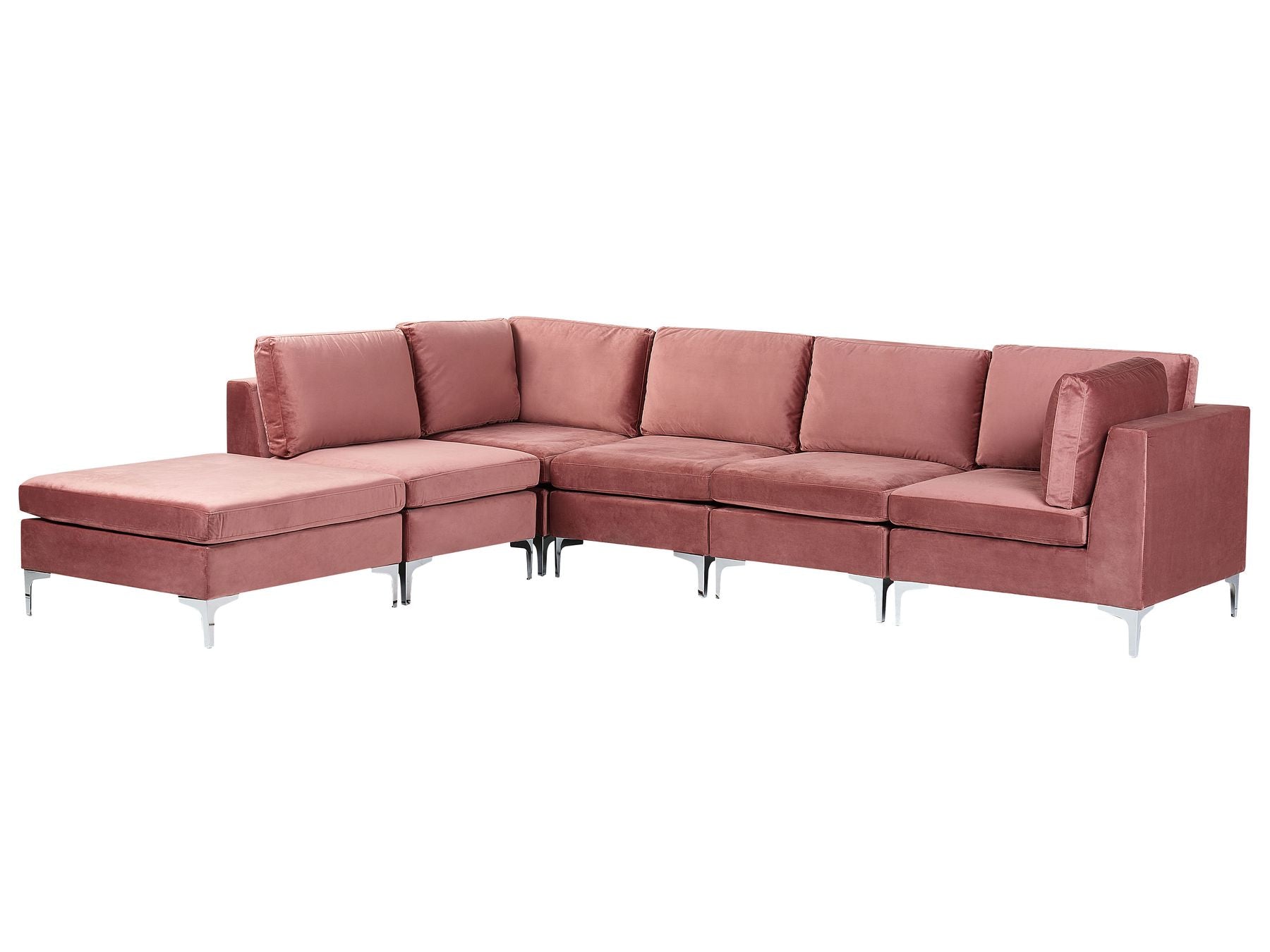 Canapé d'angle modulaire avec ottoman en velours Rose L300cmxl150cmxH84cm ZAVRIM
