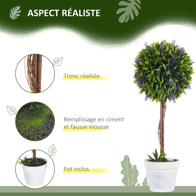 Lot de 2 arbres artificiels avec fleurs de lavande SUNNY