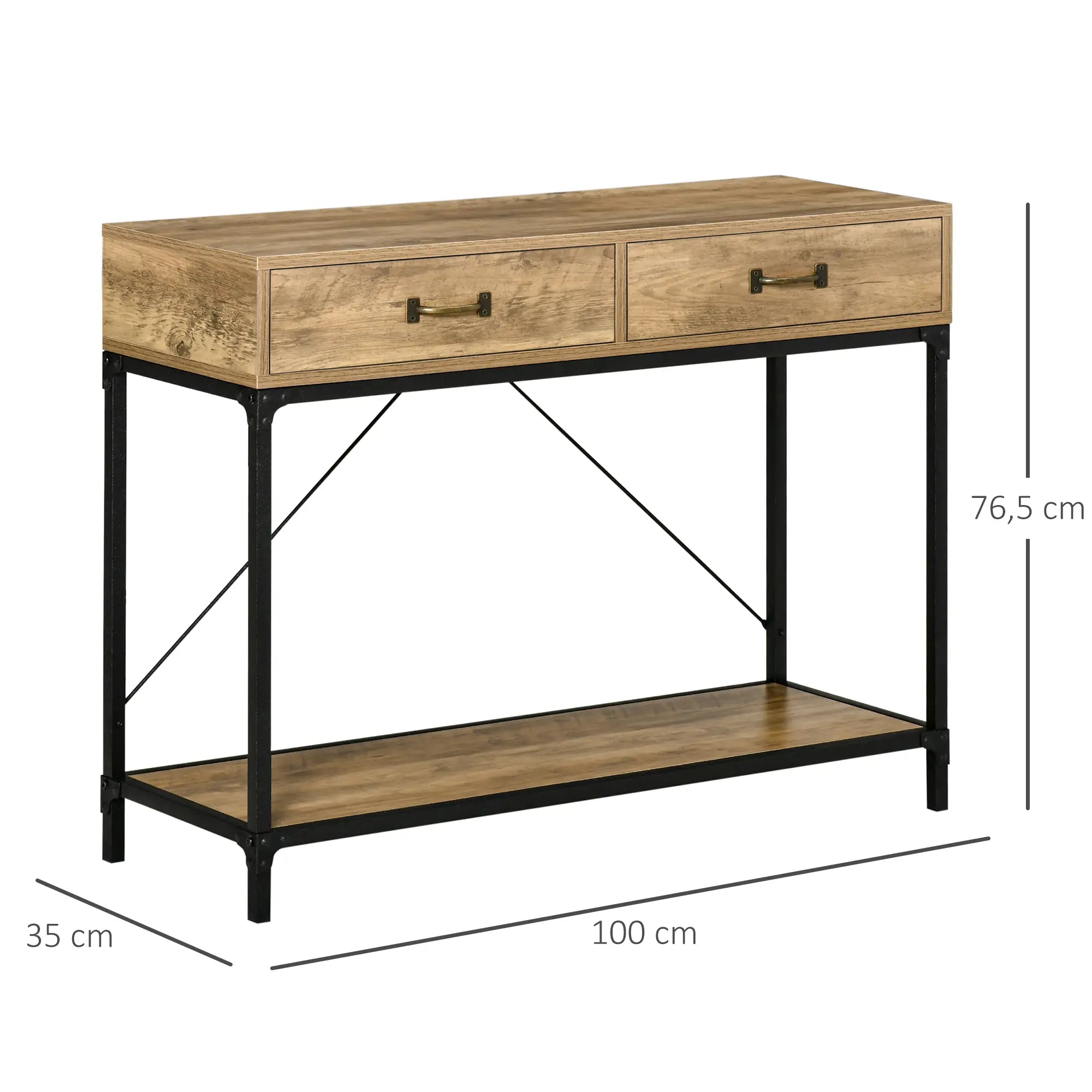 Console d'entrée Industriel 2 tiroirs L100cmxl35cmxH76cm KLEEV