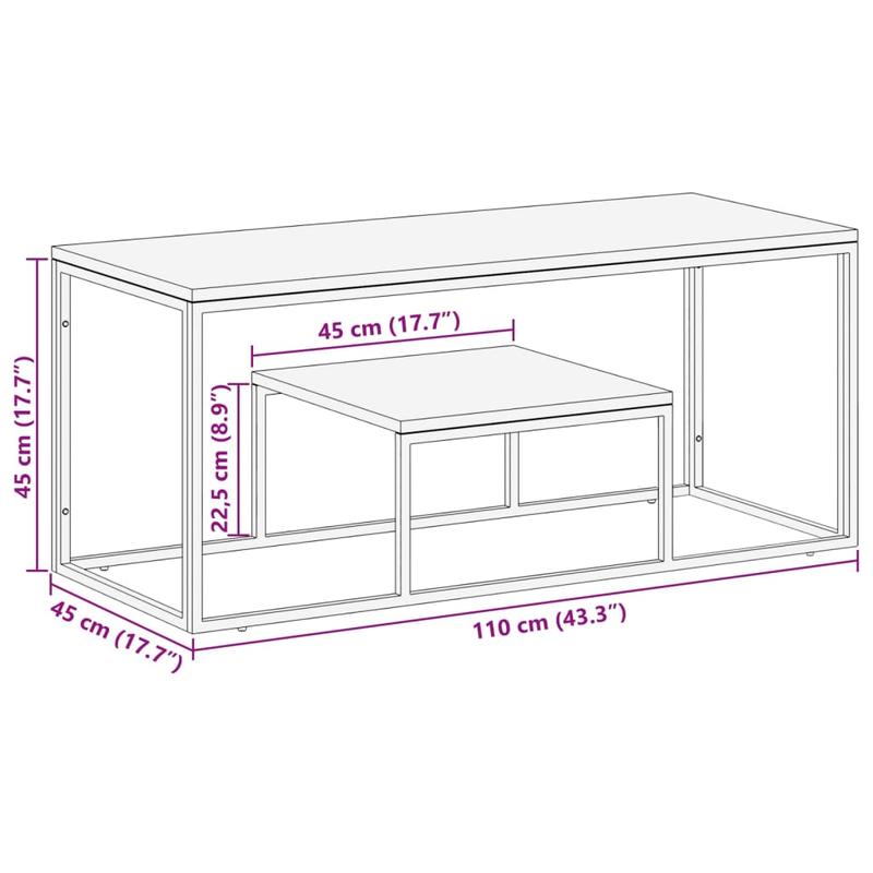 Table Basse Bois et Acier Inoxydable L110xl45xH45cm AREN