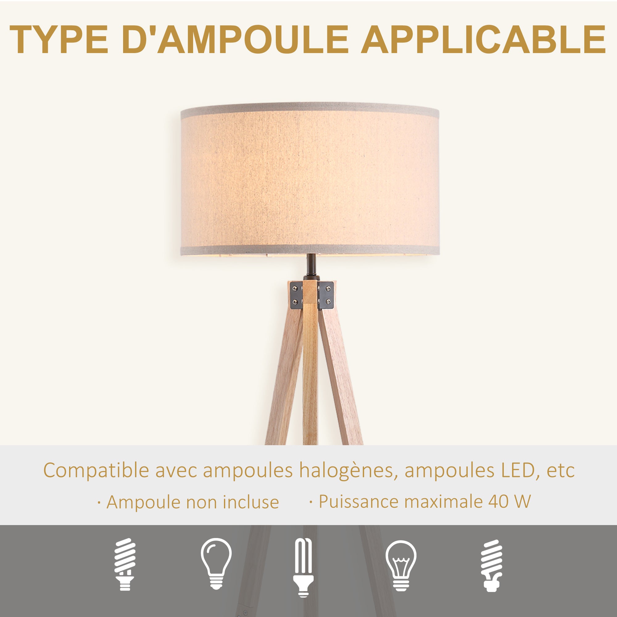 Lampadaire Trépied Au Style Scandinave H152cm SAXO