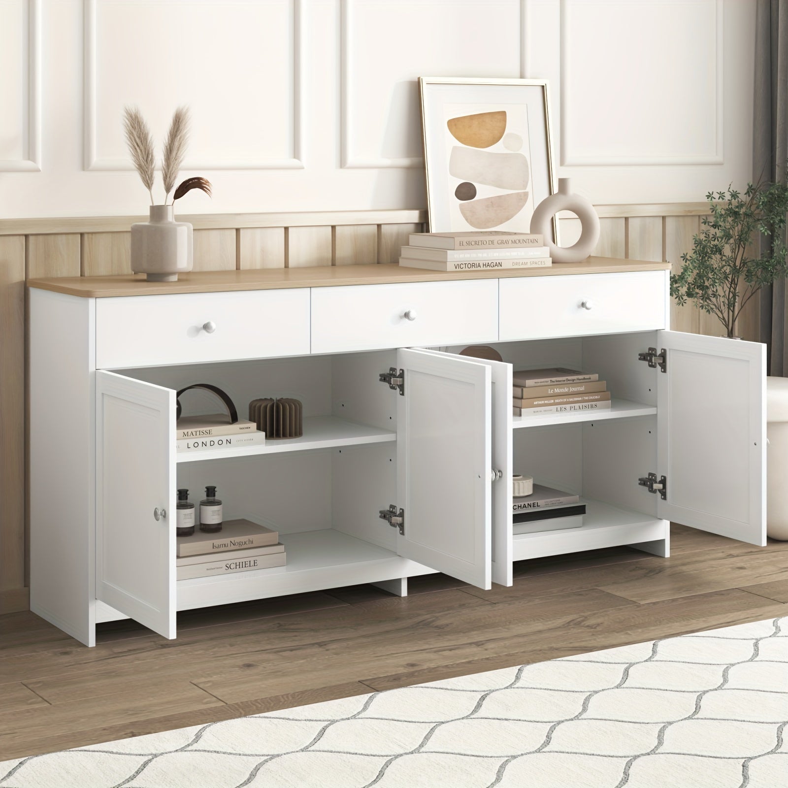 Buffet Finition Bois Blanc L160xl37xH75cm SARA