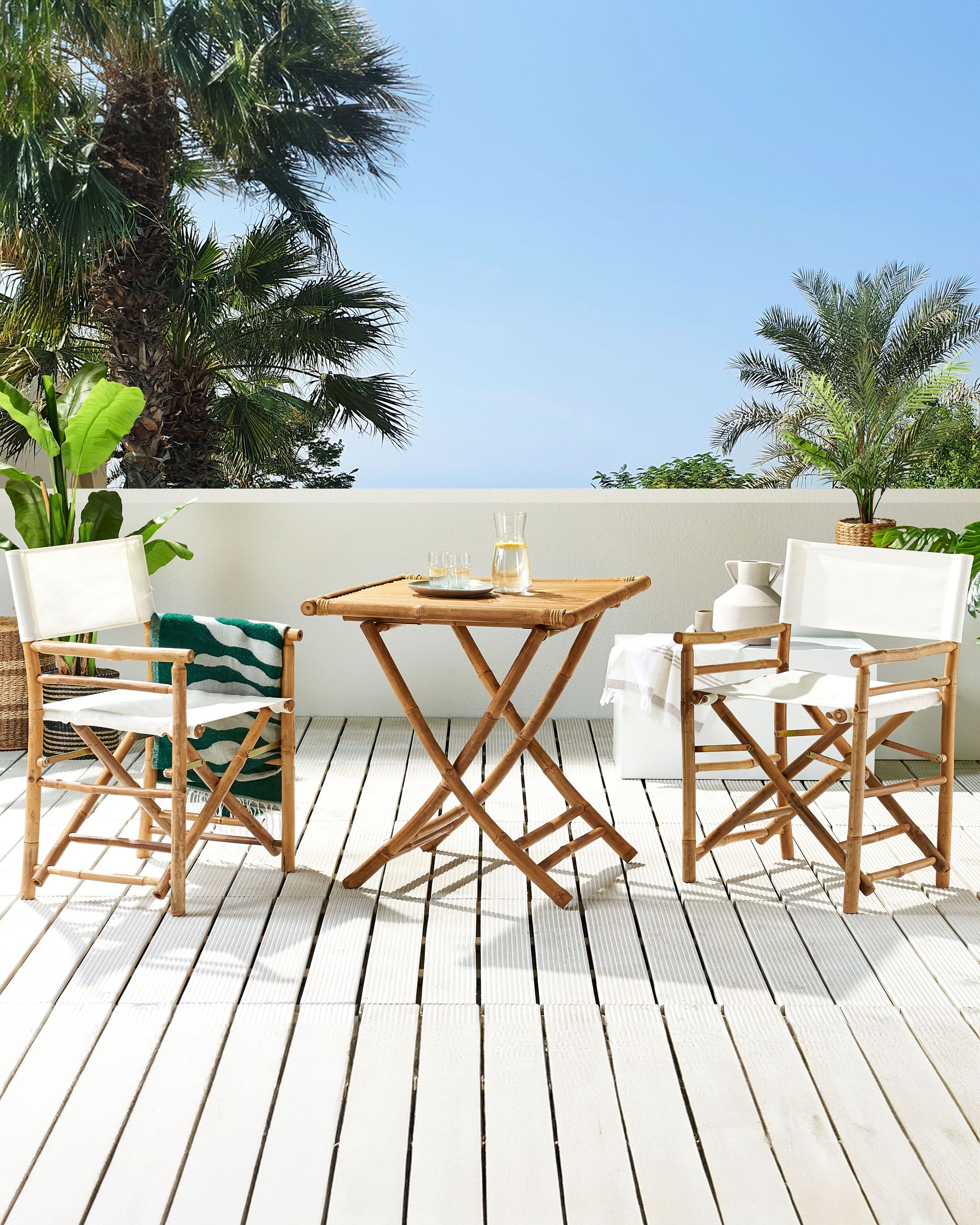 Ensembles x2 chaises de jardin en Bambou Marron XOOL