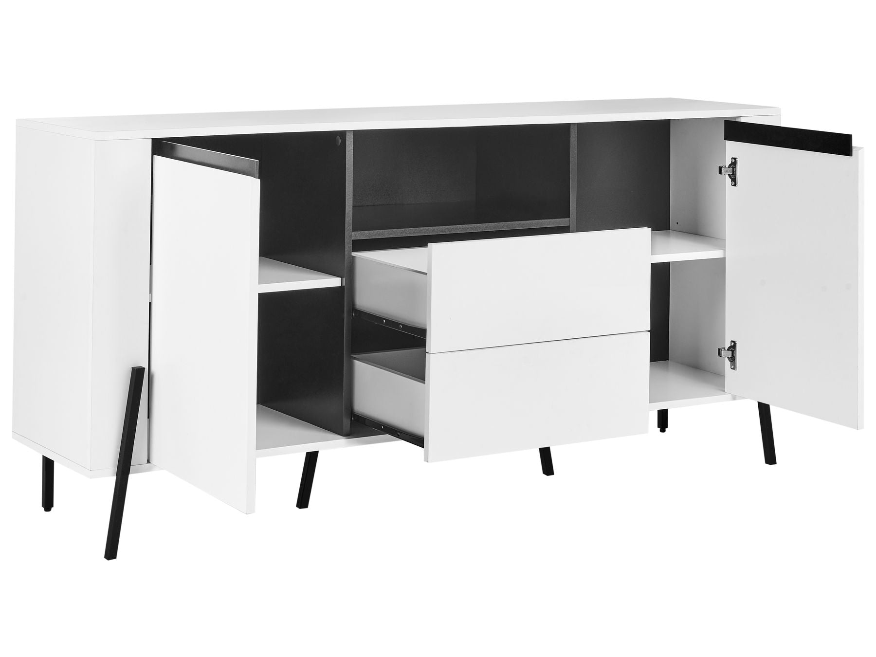 Commode 2 portes en bois Blanc et Noir L160cmxl39cmxH76cm KORG