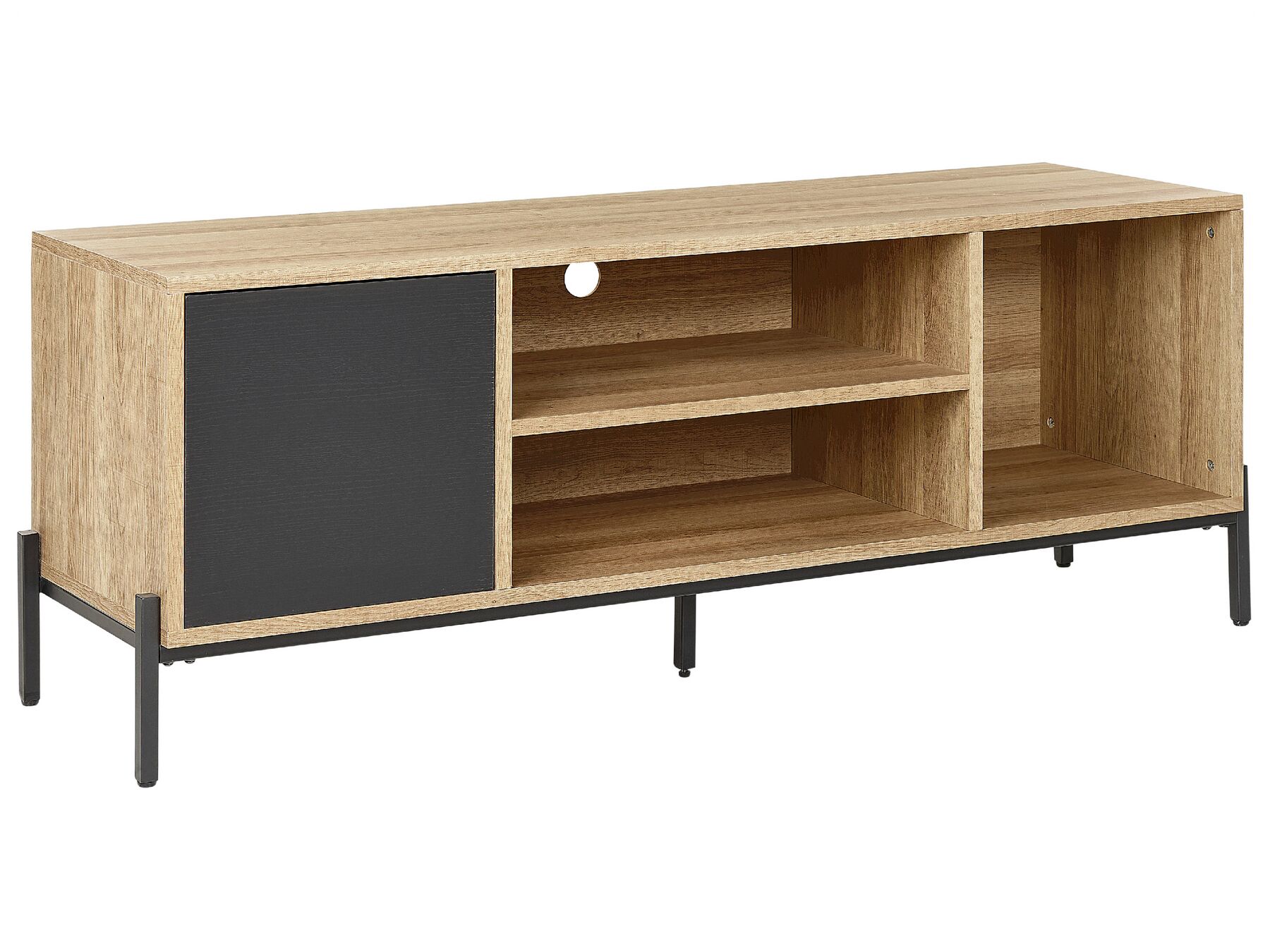 Meuble TV en bois Marron Noir L140cmxl40cmxH56cm NIGEA