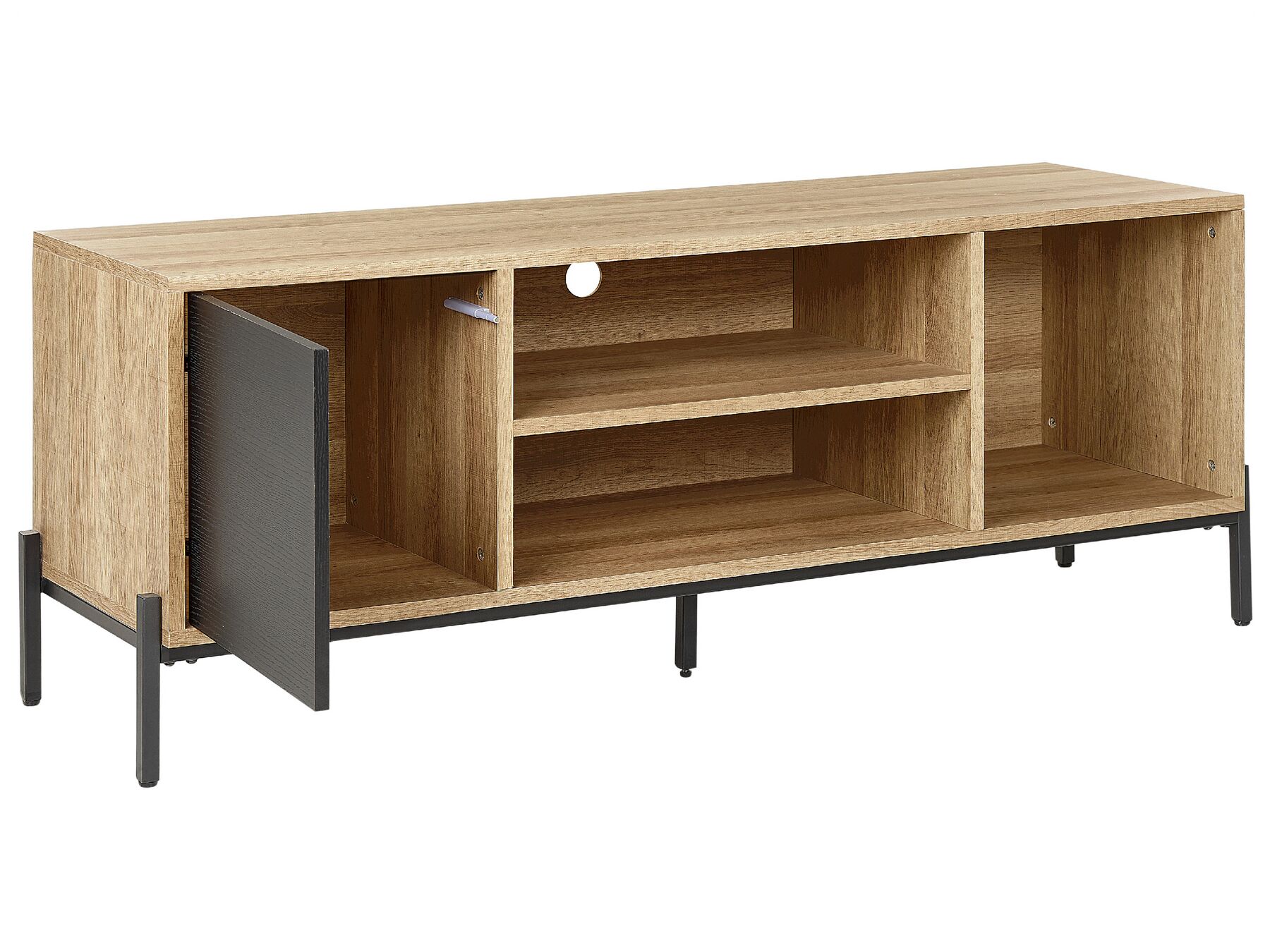 Meuble TV en bois Marron Noir L140cmxl40cmxH56cm NIGEA