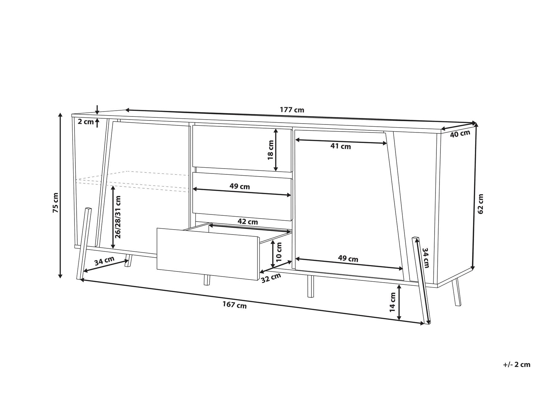 Commode 2 portes en bois Blanc et Noir L160cmxl39cmxH76cm KORG