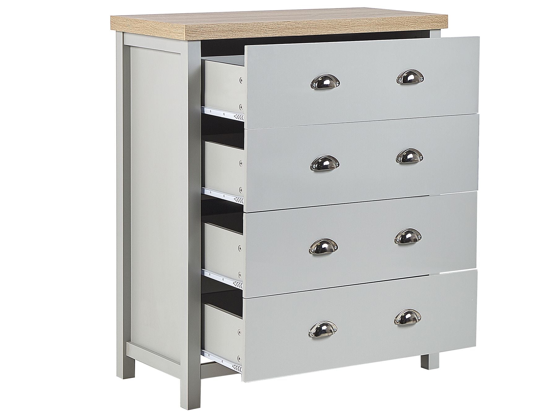 Commode 4 tiroirs en bois Gris clair L79cmxl39cmxH95cm RATIKA
