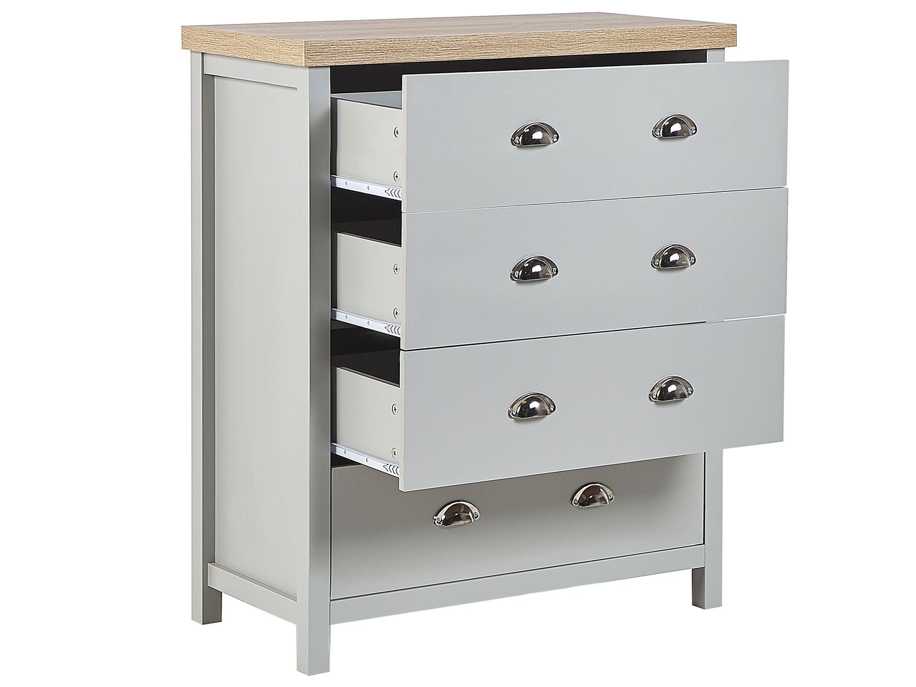 Commode 4 tiroirs en bois Gris clair L79cmxl39cmxH95cm RATIKA