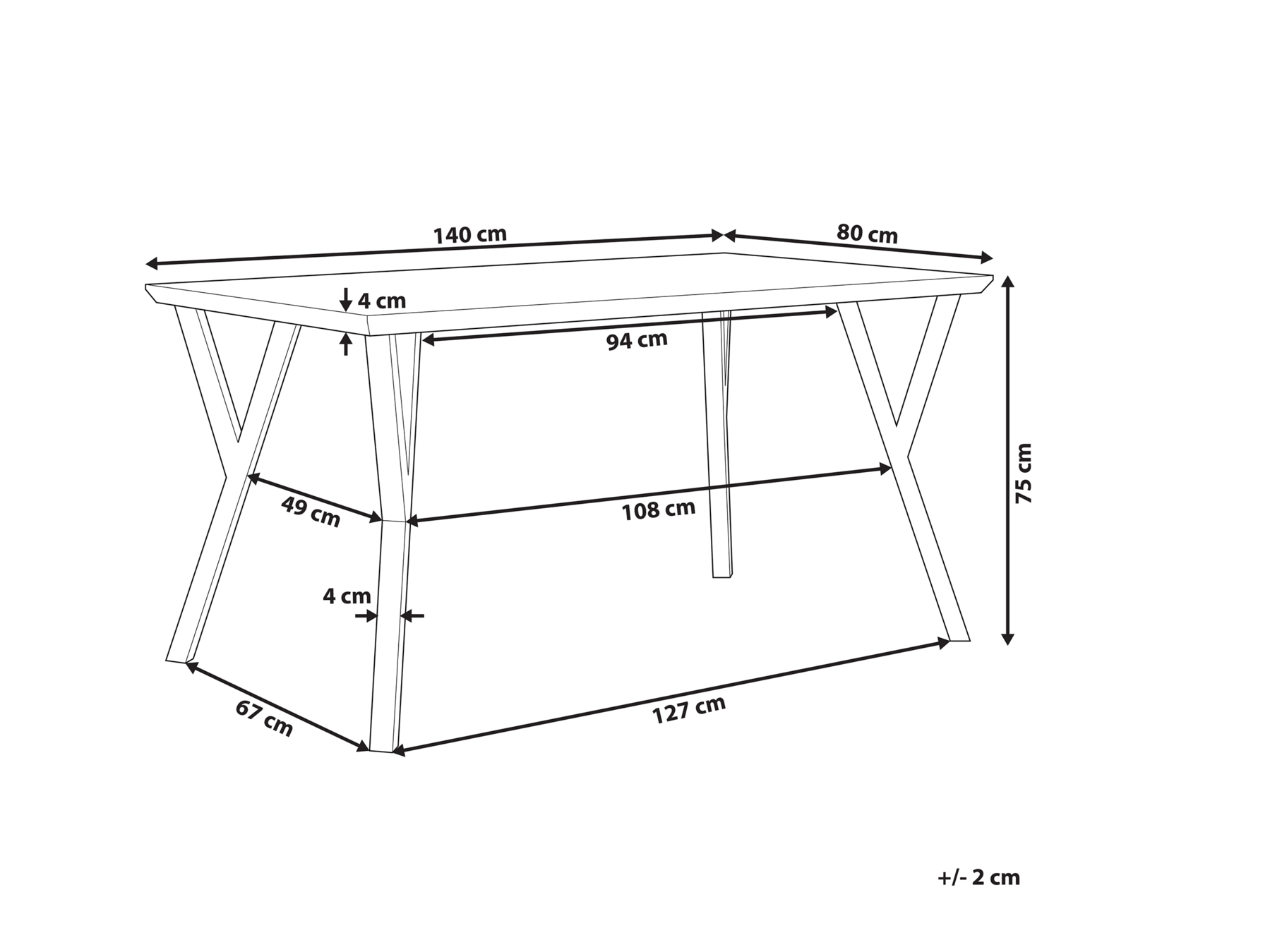 Table à manger en bois Marron clair L140cmxl80cmxH75cm GEORGE