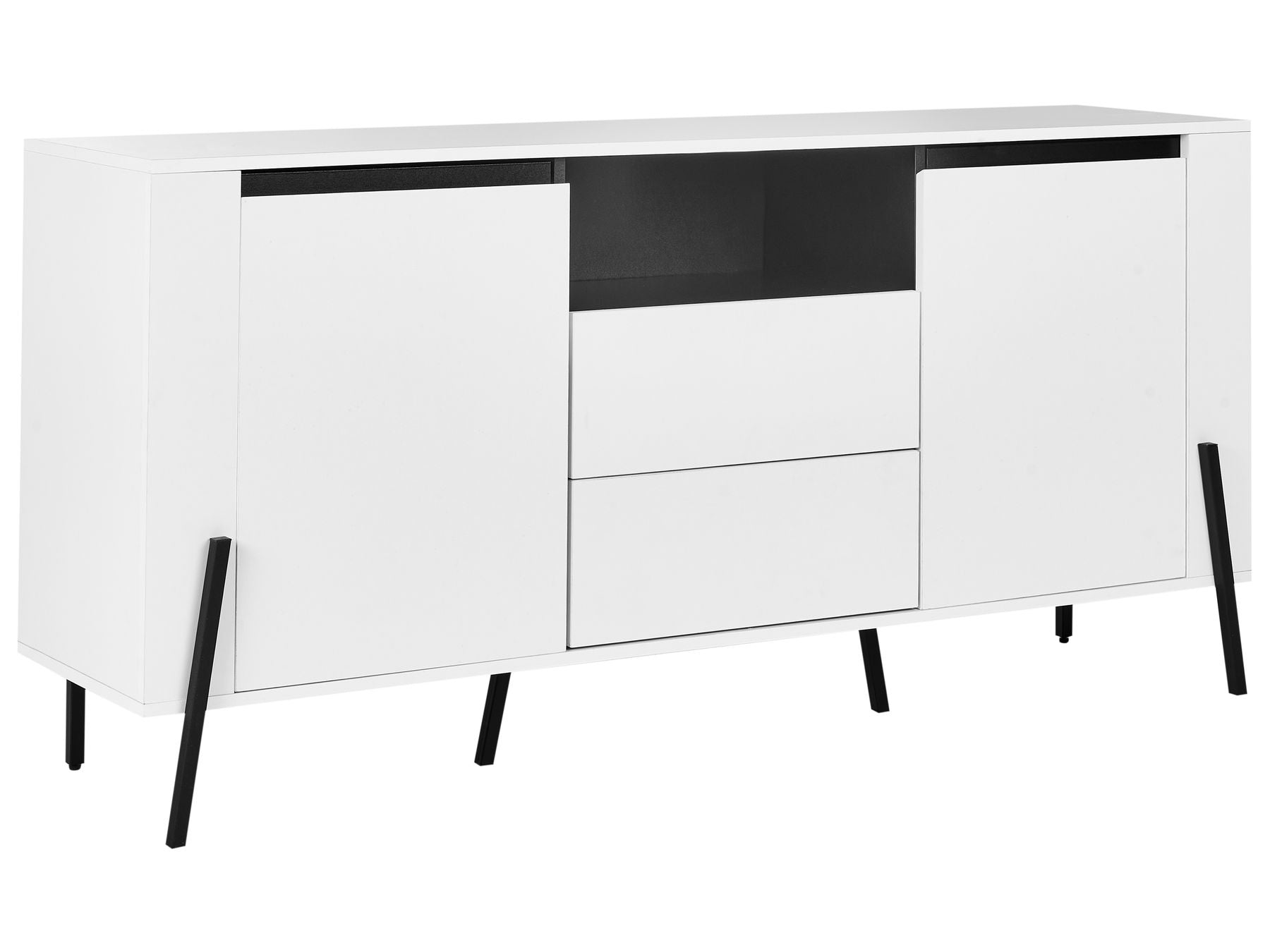 Commode 2 portes en bois Blanc et Noir L160cmxl39cmxH76cm KORG